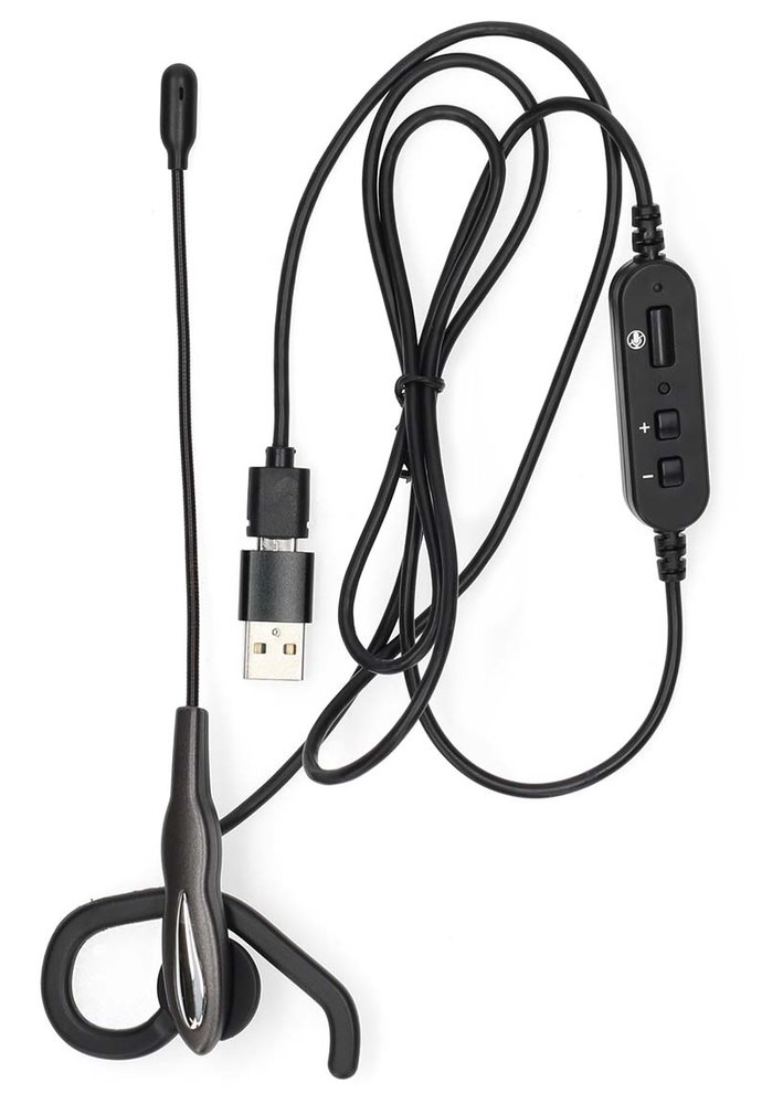 NEDIS headset/ PC sluchátka + mikrofon/ do uší/ Mono/ 96 dB/ USB-C/ USB-A/ černo-šedé