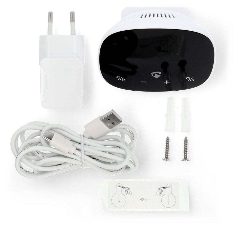 NEDIS Wi-Fi chytrý monitor kvality ovzduší/ včetně displeje/ Oxid uhličitý (CO2)/ teplota / vlhkost/ černo-bílý