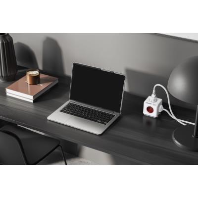 Cubenest Powercube Extended, 5× zásuvka, 1,5 m,  bílá/červená, dětská pojistka, uzemnění, dok, max. 10A/250V~2500W