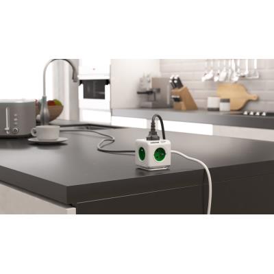 Cubenest Powercube Extended, 5× zásuvka, 1,5 m,  bílá/zelená, dětská pojistka, uzemnění, dok, max. 10A/250V~2500W