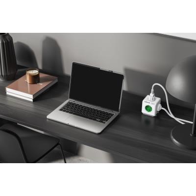 Cubenest Powercube Extended, 5× zásuvka, 1,5 m,  bílá/zelená, dětská pojistka, uzemnění, dok, max. 10A/250V~2500W