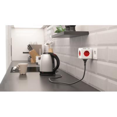 Cubenest Powercube Original,  5× zásuvka, bílá/červená, dětská pojistka, uzemnění, max. 16A/250V~3680W/50-60Hz