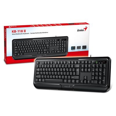 GENIUS KB-118 ver. II/ Drátová/ PS2/ černá/ CZ+SK layout
