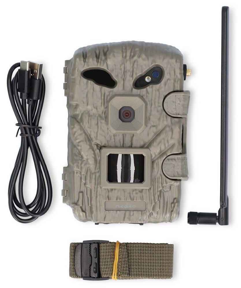 NEDIS 4G/LTE fotopast/ video 1080p@30fps/ obraz 2Mpix CMOS/ IP66/ černá IR/ noční vidění/ PIR senzor/ detekce 20m/ LCD