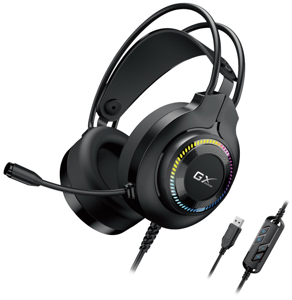 GENIUS GX GAMING headset - HS-GX580U/ USB/ RGB LED/ ovládání hlasitosti