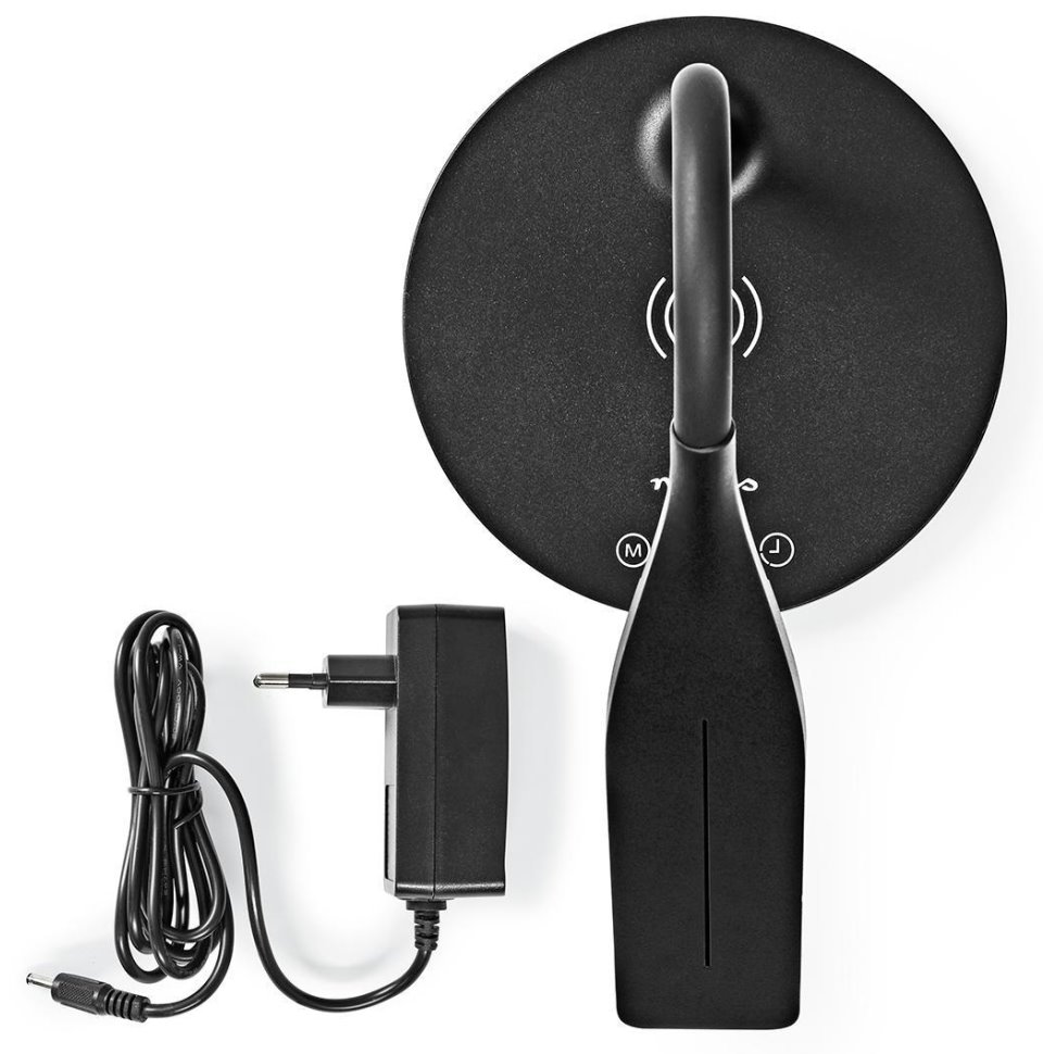 NEDIS LED lampička/ Qi nabíjení/ 15 W/ 100-240V/ přirozená, studená, teplá bílá/ stmívatelná/ 350lm/ 2700 - 6500K/ černá