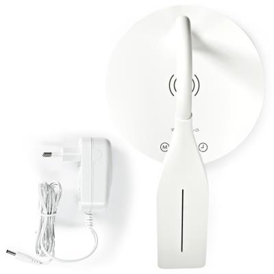 NEDIS LED lampička/ Qi nabíjení/ 15 W/ 100-240V/ přirozená, studená, teplá bílá/ stmívatelná/ 350lm/ 2700 - 6500K/ bílá