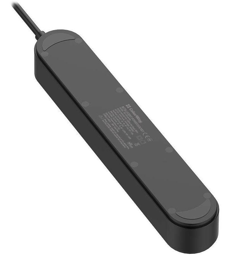 COLORWAY Prodlužovací napájecí přívod/ 4x Schuko/ 3x USB-A / 1x USB-C/ 45W/ Černý/ kabel 2m