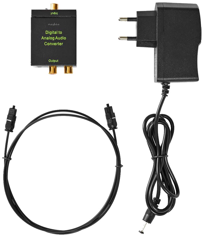 NEDIS digitální audio převodník/ vstup 1x digitální RCA / 1x TosLink/ výstup 1x (2x RCA) / 1x 3,5 mm / černý