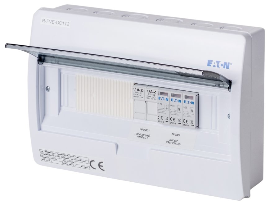 Solarmi DC1T2 osazený rozvaděč pro fotovoltaiku, svodič, odpojovač, pojistky