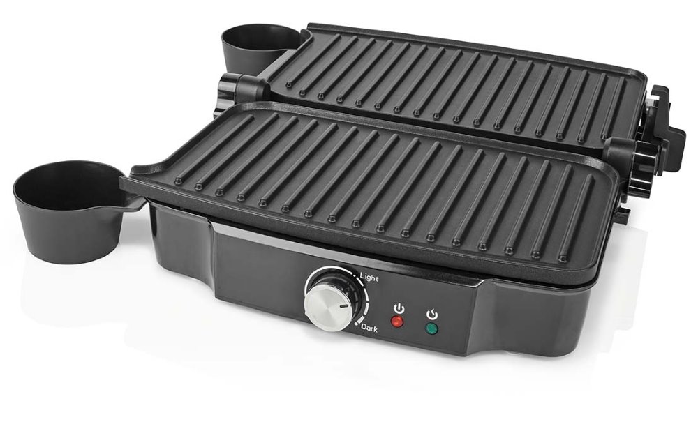 NEDIS kontaktní gril/ výkon 1500 W/ velikost desky 27,8 x 17 cm/ nerezová ocel/plast/ černo-stříbrný