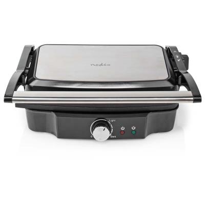 NEDIS kontaktní gril/ výkon 1500 W/ velikost desky 27,8 x 17 cm/ nerezová ocel/plast/ černo-stříbrný