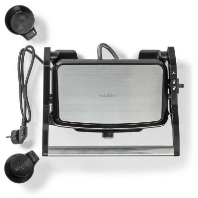 NEDIS kontaktní gril/ výkon 1500 W/ velikost desky 27,8 x 17 cm/ nerezová ocel/plast/ černo-stříbrný