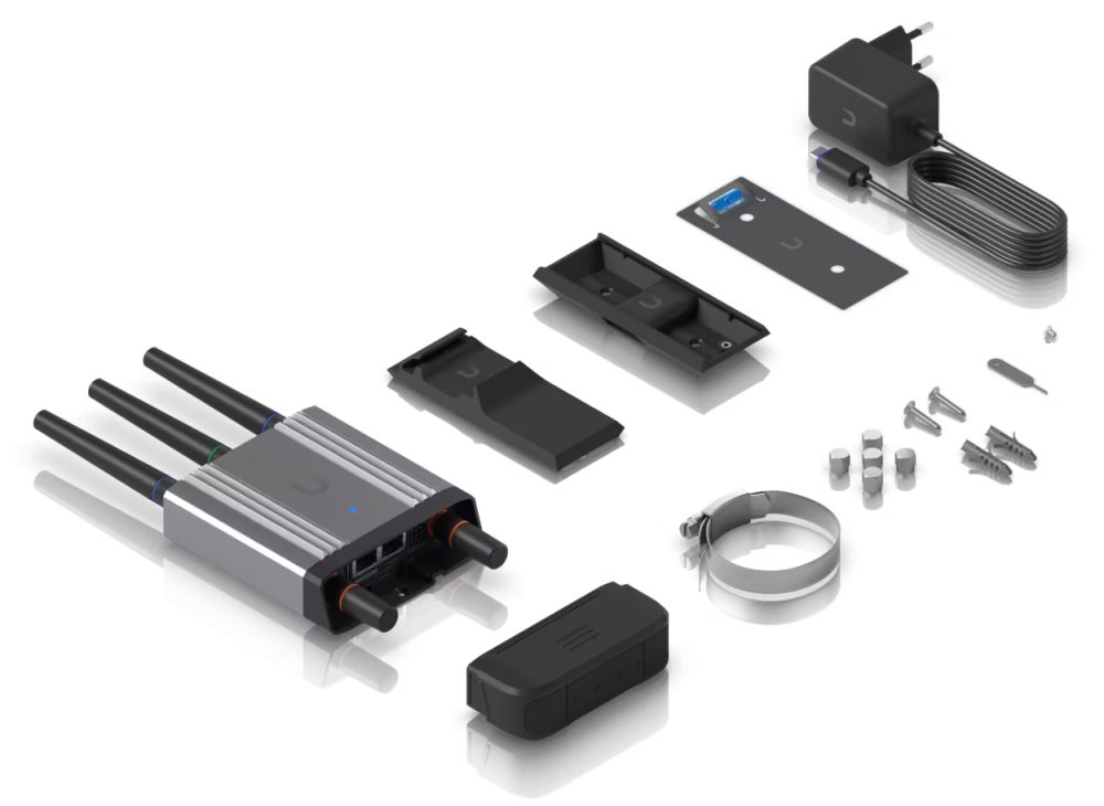 Ubiquiti Mobile Router Industrial - Průmyslový LTE router, Wi-Fi 2,4 GHz, GPS, PoE In, PoE Out, 802.3af/at