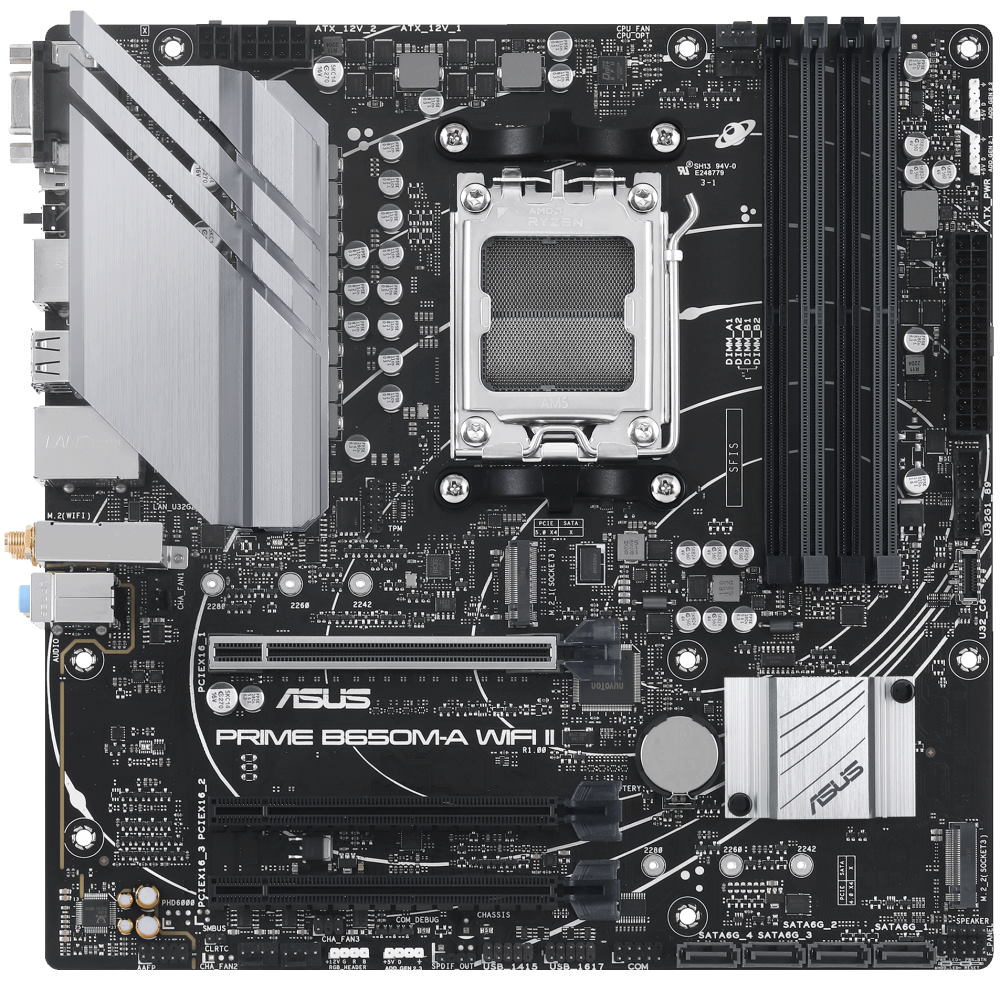 ASUS PRIME B650M-A WIFI II  / B650 / AM5 / 4x DDR5 / M.2 / HDMI / DP / D-Sub / Wi-Fi / mATX