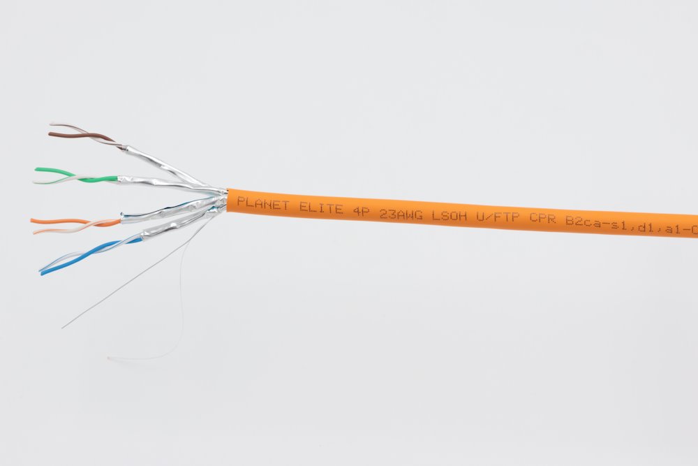 PLANET Elite kabel FTP, drát, Cat 6A, 4p, 500MHz, LS0H, stíněný každý pár, oranžový, balení 500m, B2ca-s1a,d1,a1