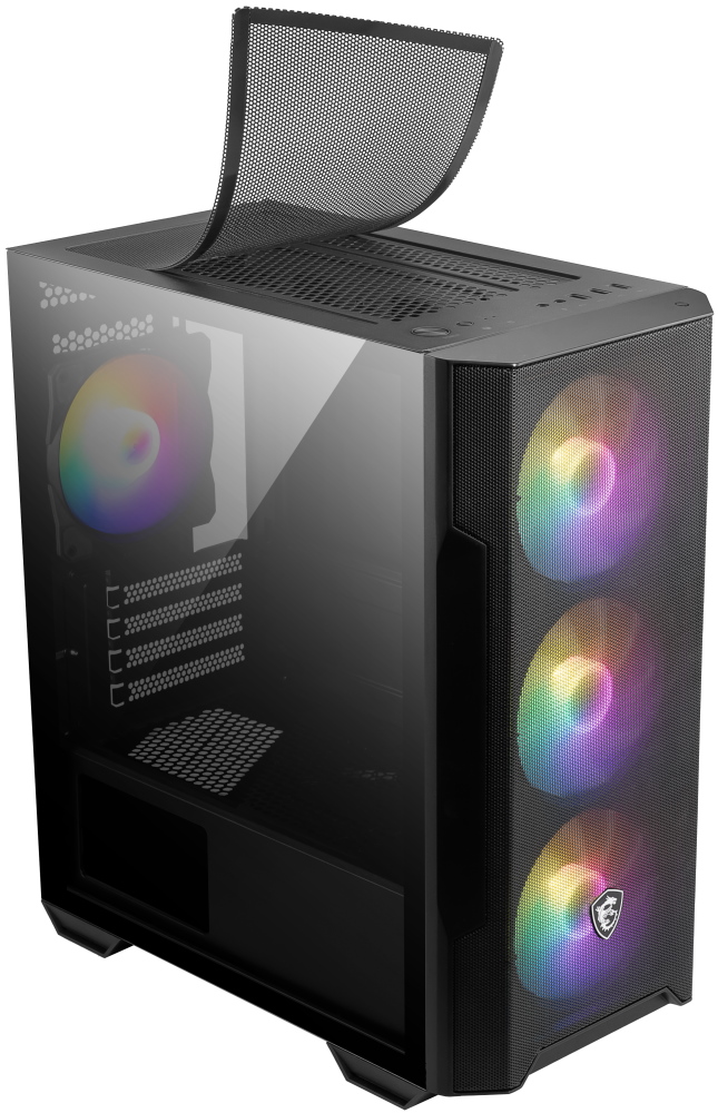 MSI skříň MAG FORGE M100R/ bez zdroje/ levé temperované sklo/ 4x 120 mm A-RGB fan/ 1x USB3.2/ černá