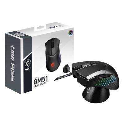MSI herní myš CLUTCH GM51 Lightweight Wireless/ bezdrátová/ dobíjecí/ 26.000 dpi/ RGB podsvícení/ 6 tlačítek/ USB