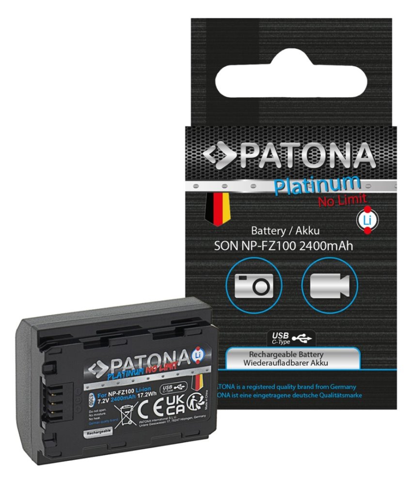 PATONA baterie pro foto Sony NP-FZ100 2400mAh Li-Ion Platinum USB-C nabíjení