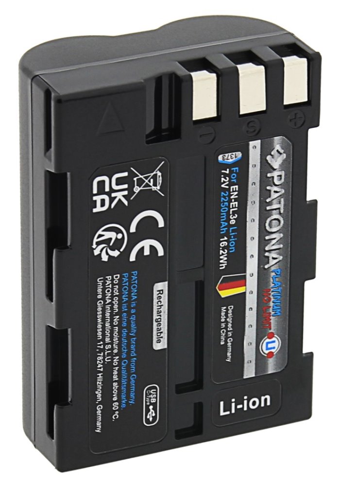 PATONA baterie pro foto Nikon EN-EL3E 2250mAh Li-Ion Platinum USB-C nabíjení