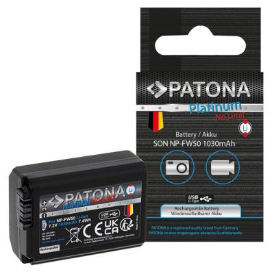 PATONA baterie pro foto Sony NP-FW50 1030mAh Li-Ion Platinum USB-C nabíjení