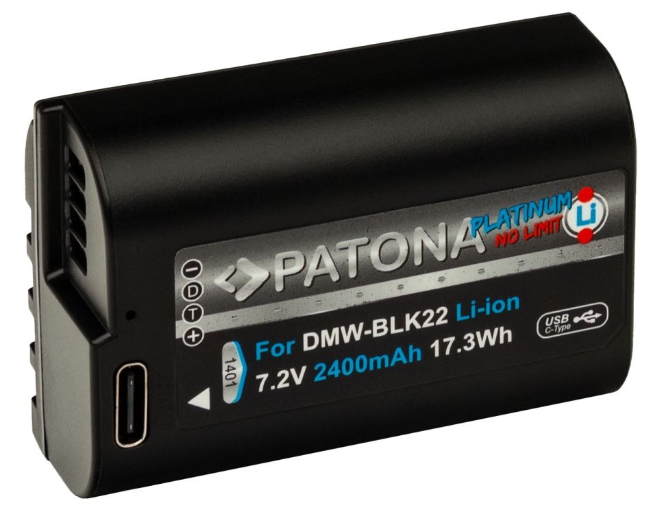 PATONA baterie pro digitální kameru Panasonic DMW-BLK22 2400mAh Li-Ion Platinum USB-C nabíjení