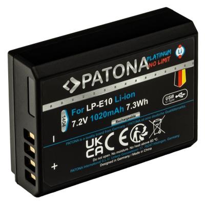 PATONA baterie pro foto Canon LP-E10 1020mAh Li-Ion Platinum USB-C nabíjení