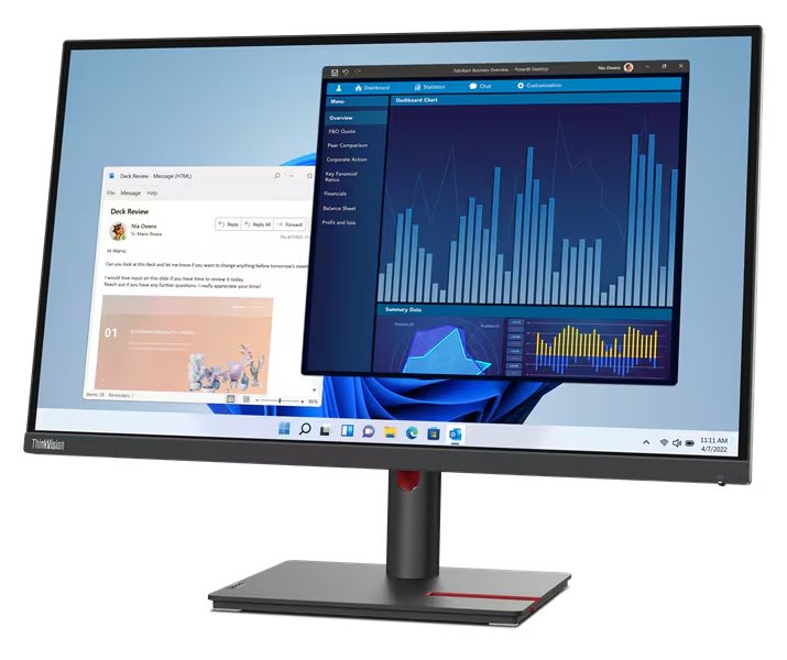 Lenovo T27p-30/ 27" IPS/ 3840x2160/ 16:9/ 350cd/m2cmd/ 1300:1 / 4ms/ HDMI/ DP/ USB/ RJ45/ jack/ VESA/ PIVOT/ černý