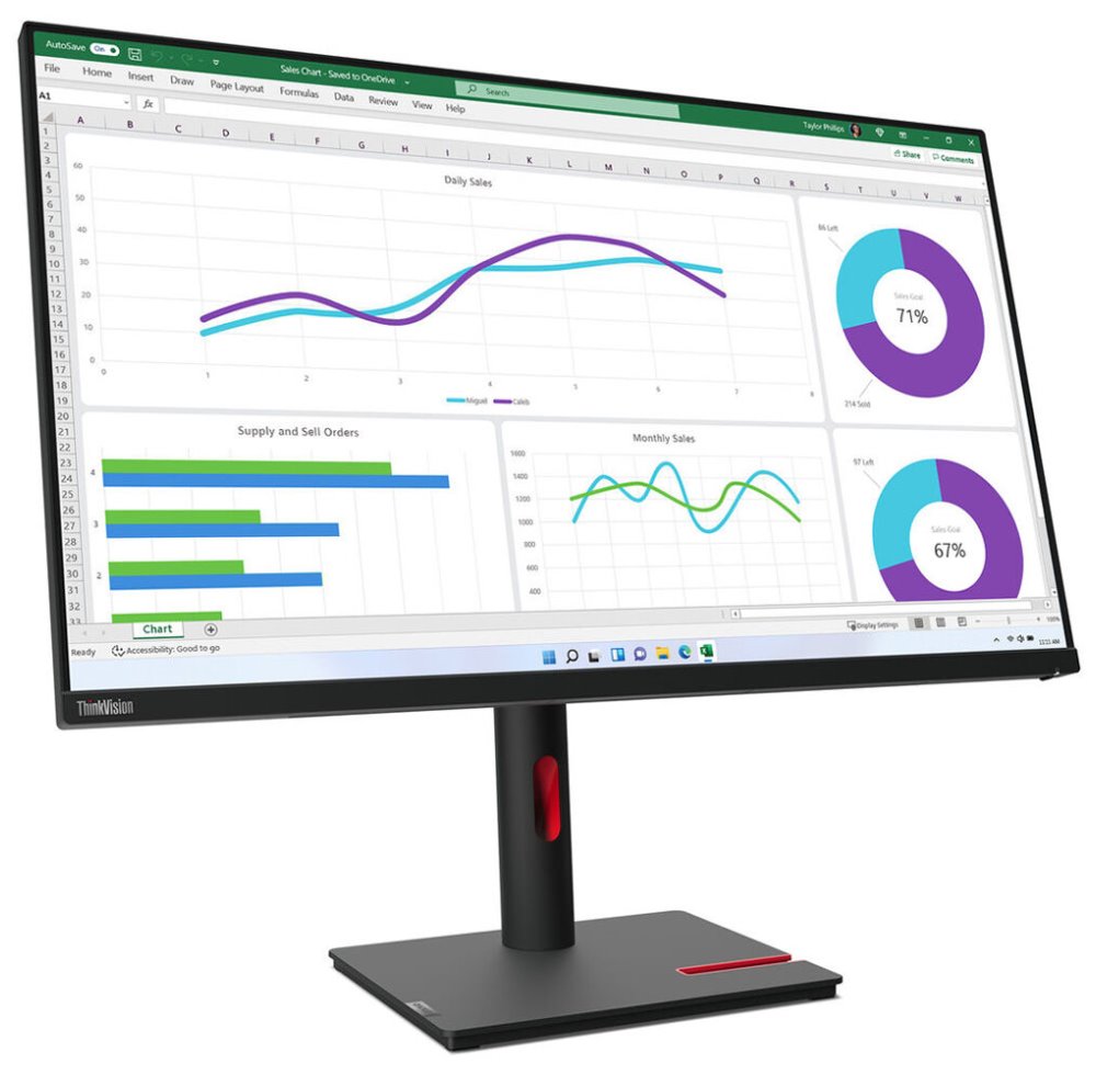 Lenovo T32h-30/ 31,5" IPS/ 2560x1440/ 16:9/ 350cd/m2cmd/ 1000:1 / 4ms/ HDMI/ DP/ USB/ RJ45/ VESA/ PIVOT/ černý