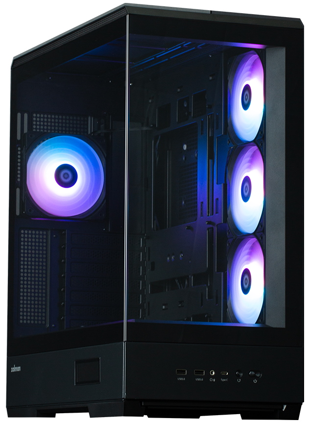 Zalman skříň P50 DS / Middle Tower / 4x120mm ARGB fan / 2x USB 3.0 / USB-C / panoramatická / černá