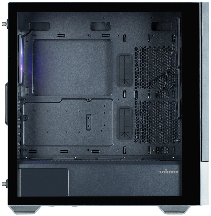 Zalman skříň Z10 DS / Middle Tower / 3x120mm fan / 2x USB 3.0 / USB-C / odnímatelný 15.6 displej / tvrzené sklo / černá