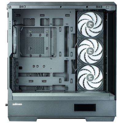 Zalman skříň P50 DS / Middle Tower / 4x120mm ARGB fan / 2x USB 3.0 / USB-C / panoramatická / černá
