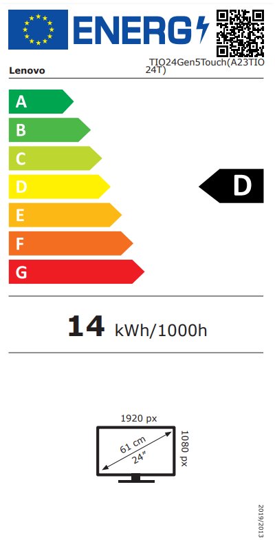 Lenovo TIO24 Gen5 Touch/ 23,8" IPS/ 1920x1080/ 16:9/ 250cd/m2cmd/ 1000:1 / 4ms/ DP/ USB/ VESA/ PIVOT/ černý