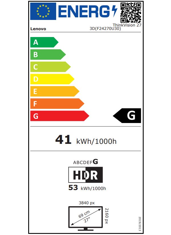Lenovo ThinkVision 27 3D/ 27" IPS / 3840x2160/ 16:9/ 310cd/m2cmd/ 1200:1 / 4ms/ HDMI/ DP/ USB/ RJ45/ VESA/ PIVOT/ černý