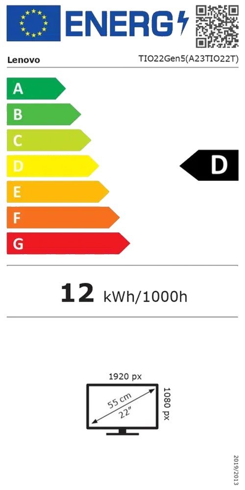 Lenovo TIO22 Gen5 Touch/ 21,5" IPS/ 1920x1080/ 16:9/ 250cd/m2cmd/ 1000:1 / 4ms/ HDMI/ DP/ USB/ VESA/ PIVOT/ černý