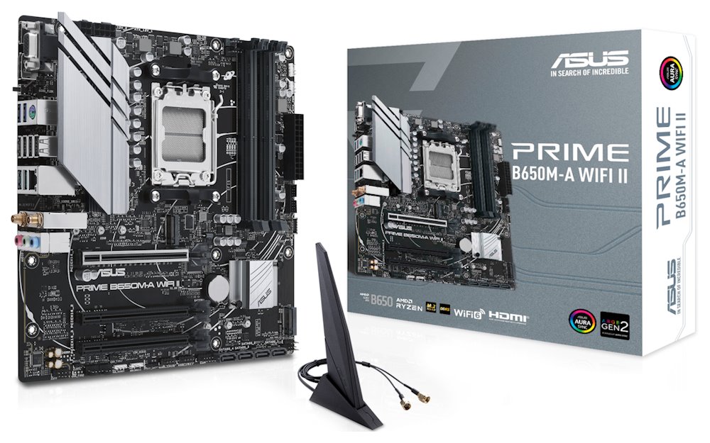 ASUS PRIME B650M-A WIFI II  / B650 / AM5 / 4x DDR5 / M.2 / HDMI / DP / D-Sub / Wi-Fi / mATX