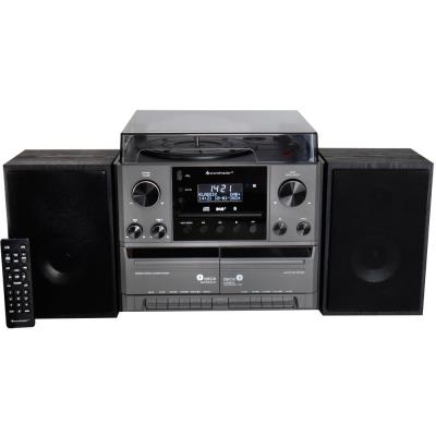 Soundmaster Elite line MCD5600SW/ Gramofon/ CD/ 2x kazeta/ BT/ DAB+/ MP3/ 2x5W/ Stříbrno-černá