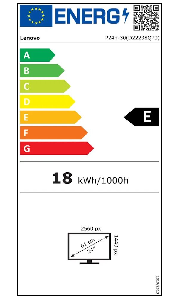 Lenovo P24h-30/ 23,8" IPS/ 2560x1440/ 16:9/ 300cd/m2cmd/ 1000:1 / 4ms/ HDMI/ DP/ USB/ RJ45/ jack/ VESA/ PIVOT/ černý