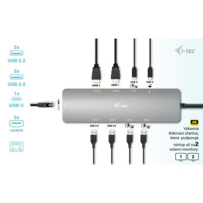 i-tec dokovací stanice USB-C Metal Nano 2x HDMI, Power Delivery 100W + univerzální nabíječka 100W (bundle)