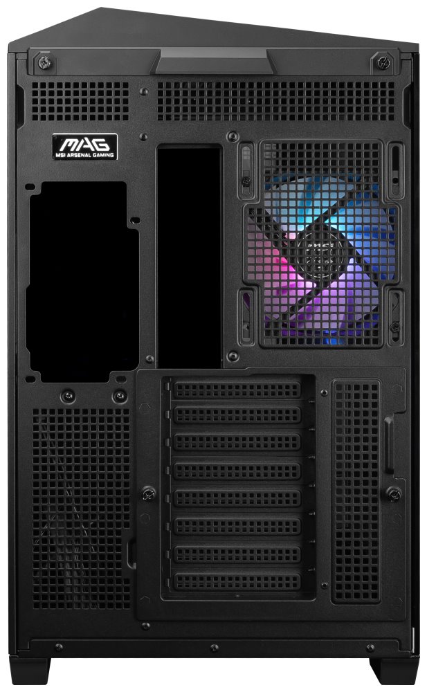 MSI skříň MAG PANO 100R PZ Black/ bez zdroje/ levé a přední sklo/ 4x 120 mm A-RGB fan/ 1x USB-C/ 1x USB3.2/ černá