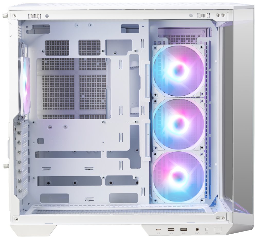 MSI skříň MAG PANO 100R PZ White/ bez zdroje/ levé a přední sklo/ 4x 120 mm A-RGB fan/ 1x USB-C/ 1x USB3.2/ bílá
