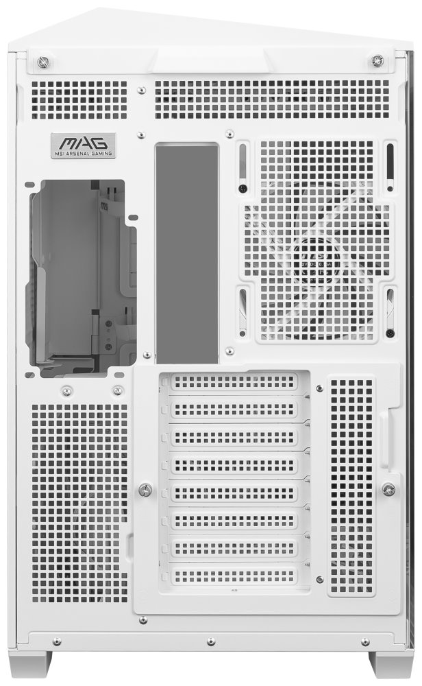 MSI skříň MAG PANO 100R PZ White/ bez zdroje/ levé a přední sklo/ 4x 120 mm A-RGB fan/ 1x USB-C/ 1x USB3.2/ bílá