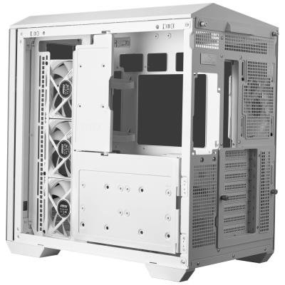 MSI skříň MAG PANO 100R PZ White/ bez zdroje/ levé a přední sklo/ 4x 120 mm A-RGB fan/ 1x USB-C/ 1x USB3.2/ bílá