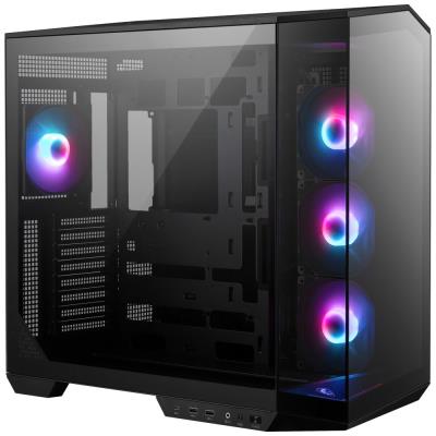 MSI skříň MAG PANO 100R PZ Black/ bez zdroje/ levé a přední sklo/ 4x 120 mm A-RGB fan/ 1x USB-C/ 1x USB3.2/ černá