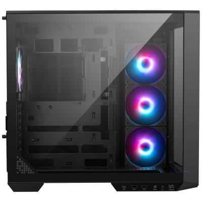 MSI skříň MAG PANO 100R PZ Black/ bez zdroje/ levé a přední sklo/ 4x 120 mm A-RGB fan/ 1x USB-C/ 1x USB3.2/ černá