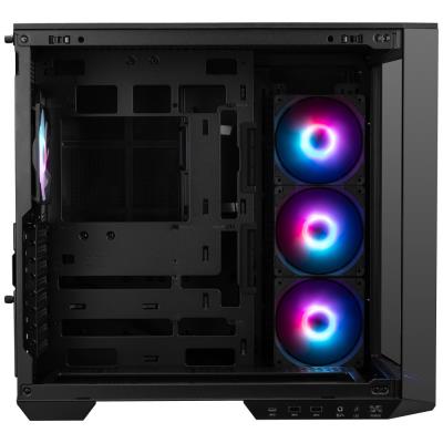 MSI skříň MAG PANO 100R PZ Black/ bez zdroje/ levé a přední sklo/ 4x 120 mm A-RGB fan/ 1x USB-C/ 1x USB3.2/ černá