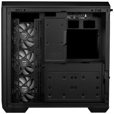 MSI skříň MAG PANO 100R PZ Black/ bez zdroje/ levé a přední sklo/ 4x 120 mm A-RGB fan/ 1x USB-C/ 1x USB3.2/ černá