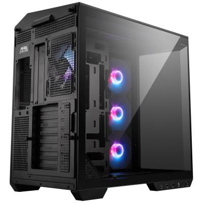MSI skříň MAG PANO 100R PZ Black/ bez zdroje/ levé a přední sklo/ 4x 120 mm A-RGB fan/ 1x USB-C/ 1x USB3.2/ černá