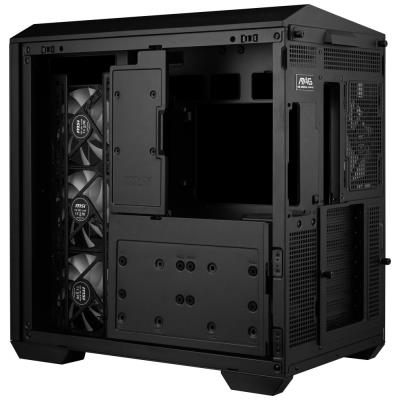 MSI skříň MAG PANO 100R PZ Black/ bez zdroje/ levé a přední sklo/ 4x 120 mm A-RGB fan/ 1x USB-C/ 1x USB3.2/ černá