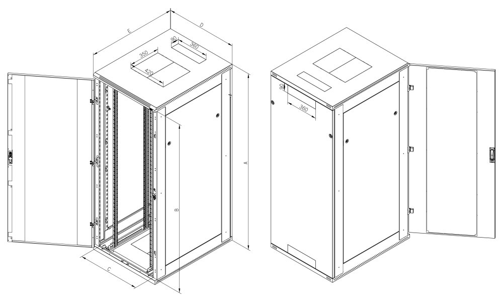 Triton 19' rozvaděč stojanový 22U/800x1000, černá